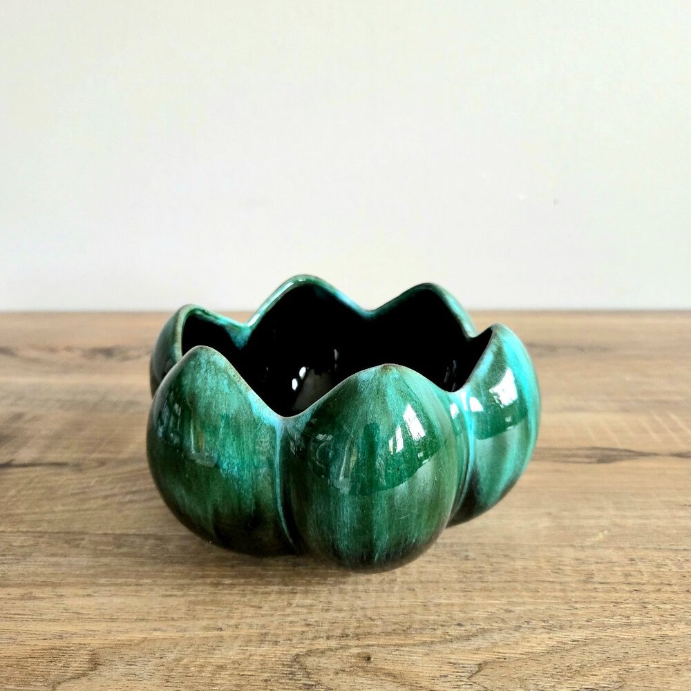 Vintage Blue Pottery Canada ceramic lotus bowl/planter.